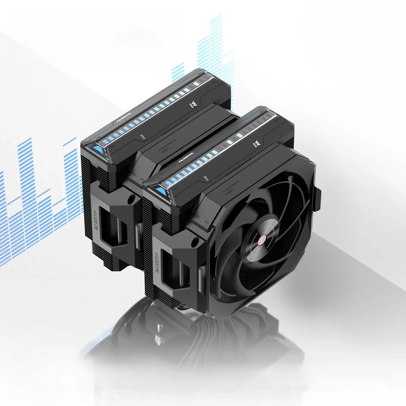 ALSEYE W700 Pro CPU Cooler Dual Tower 7 Heat Pipes copper Bottom Air Cooler ARGB  LGA1700 1200 2011 AM5 AM4 Black