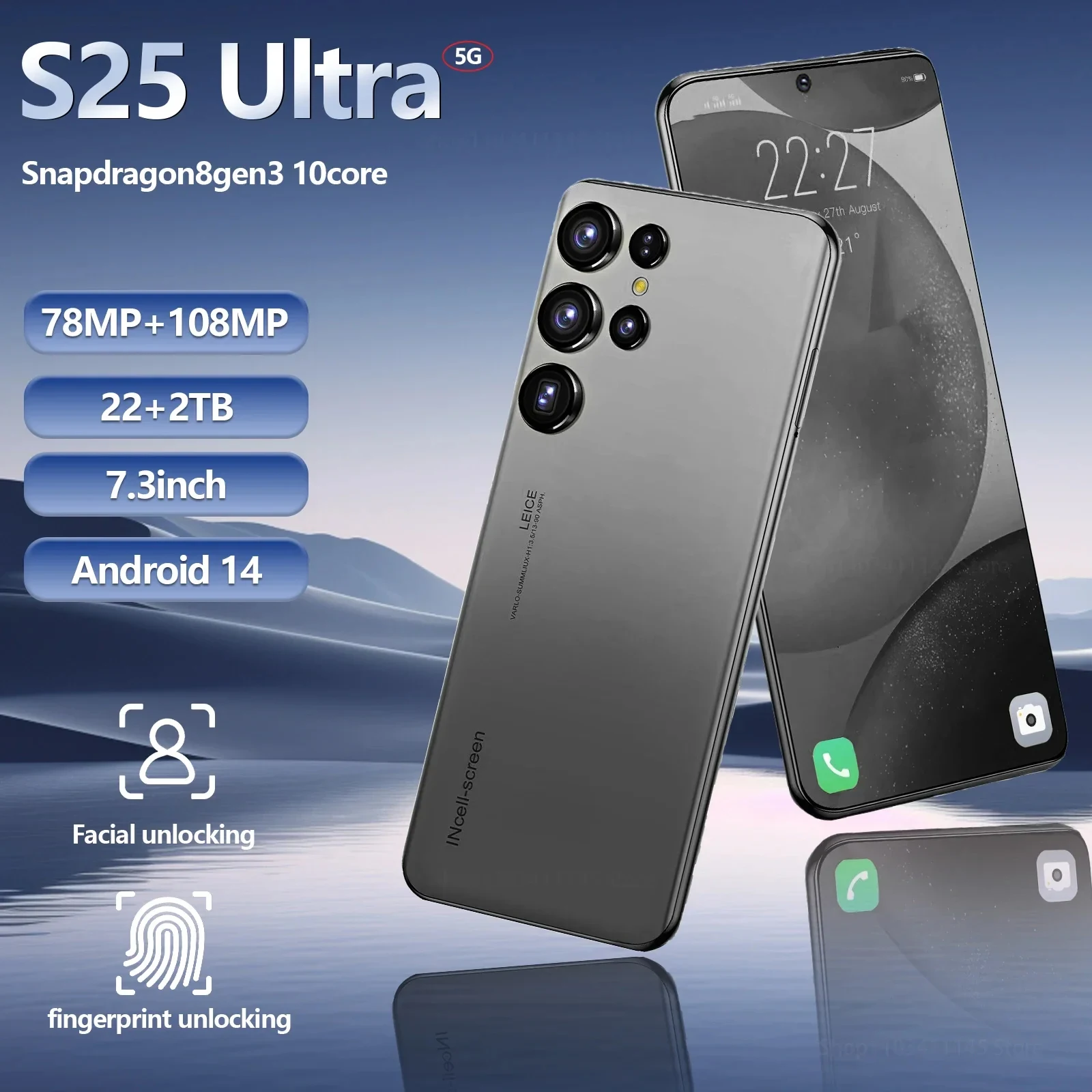 

2025 New Global Version S25 Ultra 5G Smartphone Original 7.3 Inch HD Screen 7800mAh 22G+2T Android 14.0 Dual SIM Unlock Phone