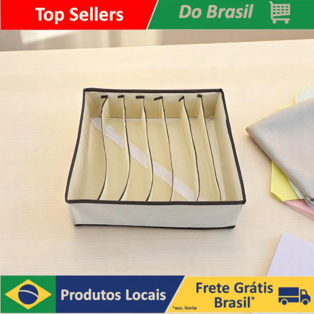 Organizador de Gavetas Estojo com 7 Divisorias Para Guarda Roupas Portatil Dobravel Roupas Intimas e Objetos