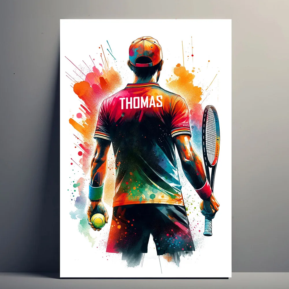 Personalized Tennis Poster Customizable Tennis Canvas Painting Poster Poster Gift Idea First Name Man Child Woman Decor