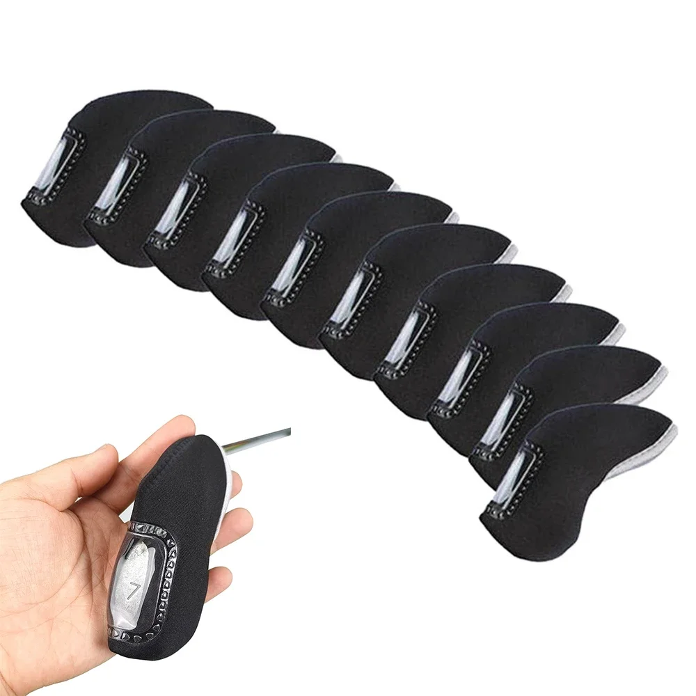 10Pcs/Set Golf Club Head Covers Golf Iron Headcovers Guard No Number Visible Window Sleeve Cover Club Head Covers Pasuje do wszystkich marek — zdjęcie 2