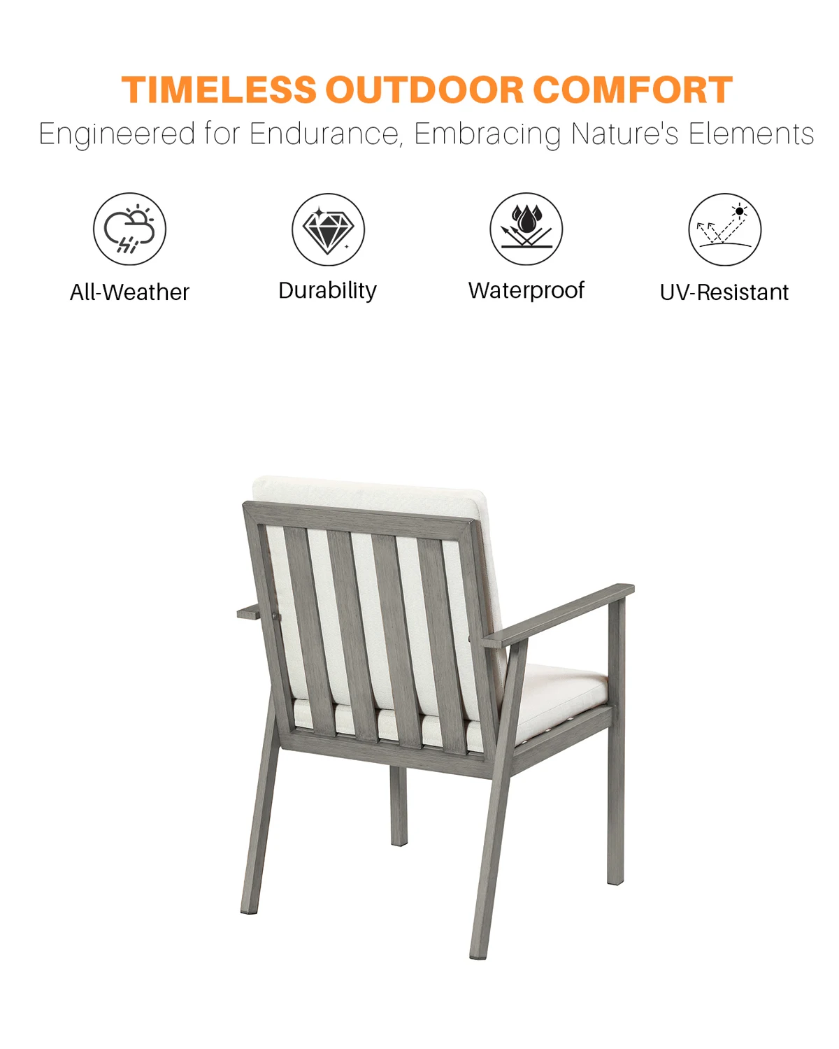 كراسي تناول الطعام من SeeHill Patio، 6 كراسي من الألومنيوم مع وسائد، مجموعة أثاث خارجي للحديقة، سطح السفينة، الفناء الخلفي، بلوط محدود #3