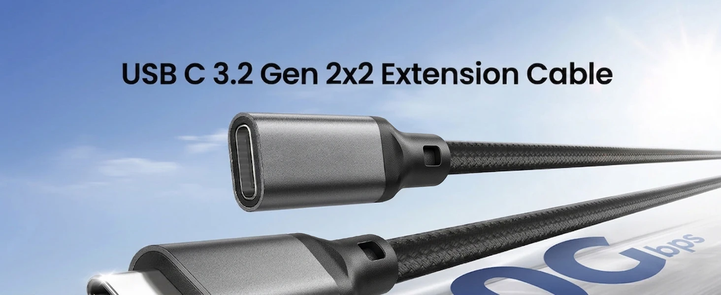 USB 3.2 Gen2x2 Verlängerungskabel für Thunderbolt 20G 240W USB Typ-C Extender Stecker auf Buchse Adapter für Monitor Kabel Hub Laptop – Detail 2
