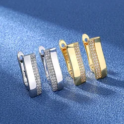 New Fashion Streamlined Geometric Hoop Earrings For Women Shiny Crystal Zircon Golden/White Earring Jewelry Charm Ear Nail Gifts