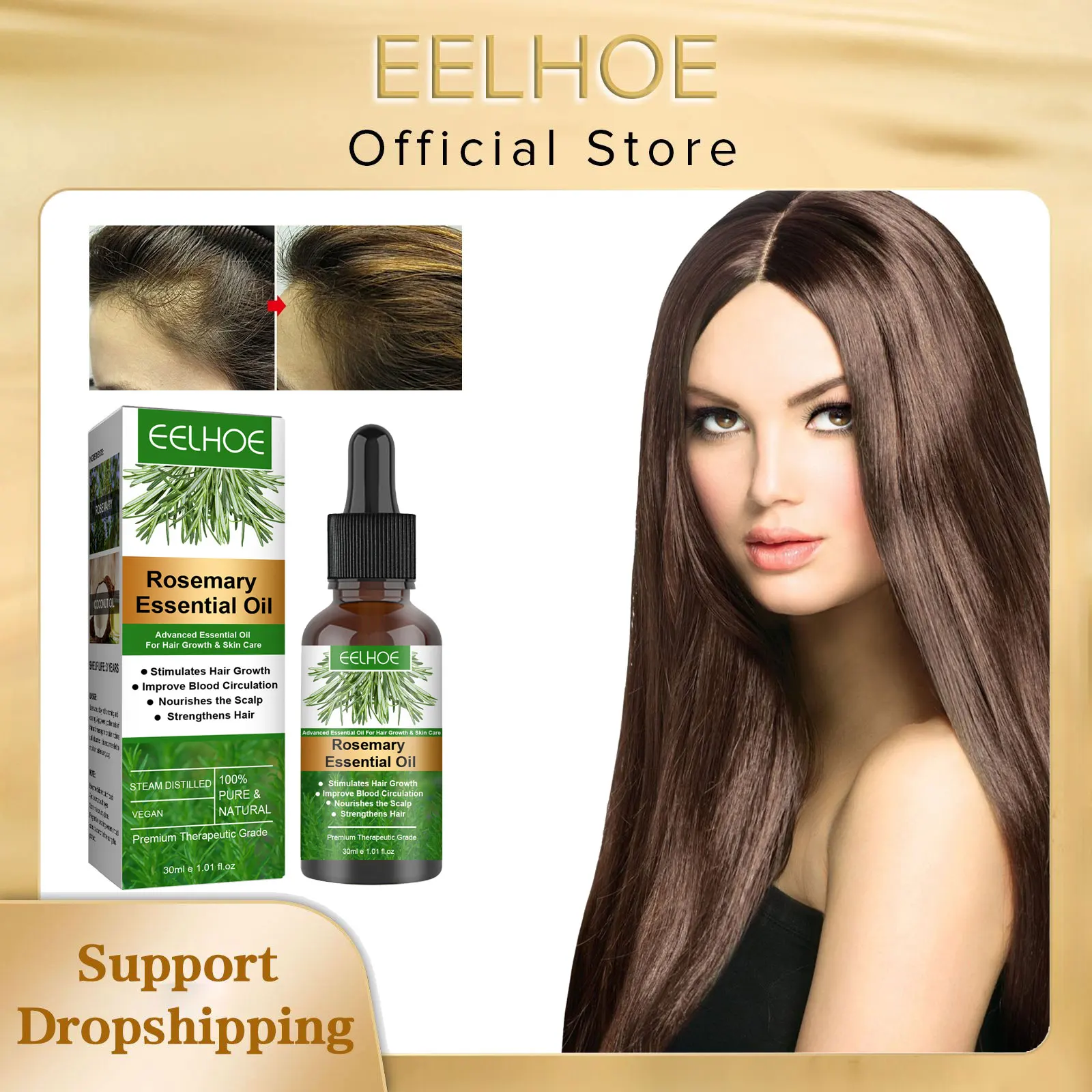 Eelhoe Rosemary Essential Oil Nourishes Repairs Improves Frizz Prevents Hair Loss Eliminates Itching Thinning Damaged Hair Care