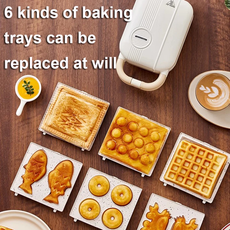 Multifunction Waffle Maker Electric Sandwich Grill Cake Toaster Oven Eggettes Pan Taiyaki Light Food Breakfast Optional 5 Plates