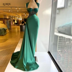 LORIE Pleats Green Evening Dresses Mermaid Ruched Beadings Sweetheart Formal Prom Dress Shiny Dubai Arabia Celebrity Party Gowns