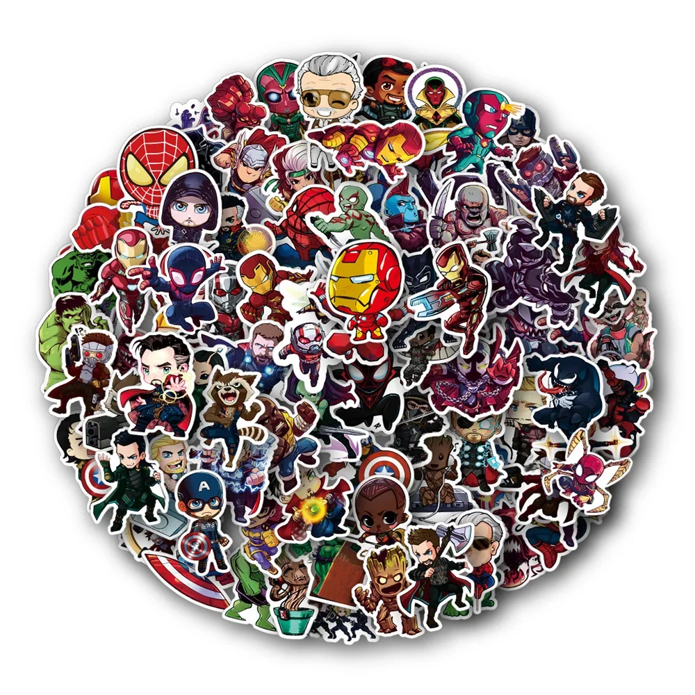 10/30/50/100 pièces Disney Cool Super héros Anime autocollants imperméables moto téléphone voiture ordinateur portable mignon dessin animé autocollant enfant jouet