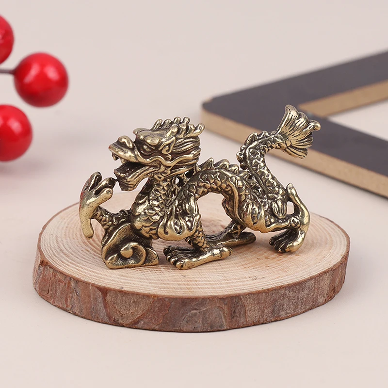 1Pc Zodiac Dragon Statue Figurine Wealth Brass Decor Prosperity Chinese Style Dragon Luck Animal Fengshui Vintage Ornament