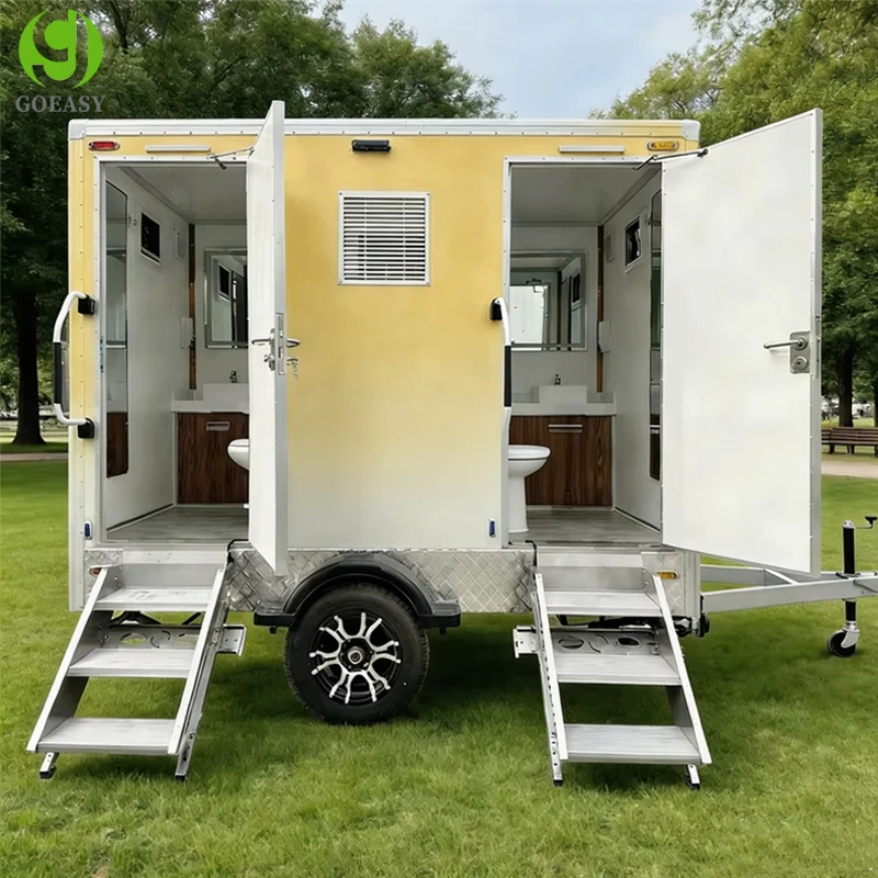 2 Station Prefab House Portable Toilet Trailer Shower Rooms Outdoor Camping Mobile Toilet Trailer Luxury Restroom Trailer