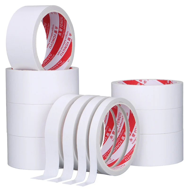 

50M Double Sided Adhesive Tape High Strong Ultra Thin White Hand Tearing Tissue Tapes for Home Office Craft Mounting Fixing