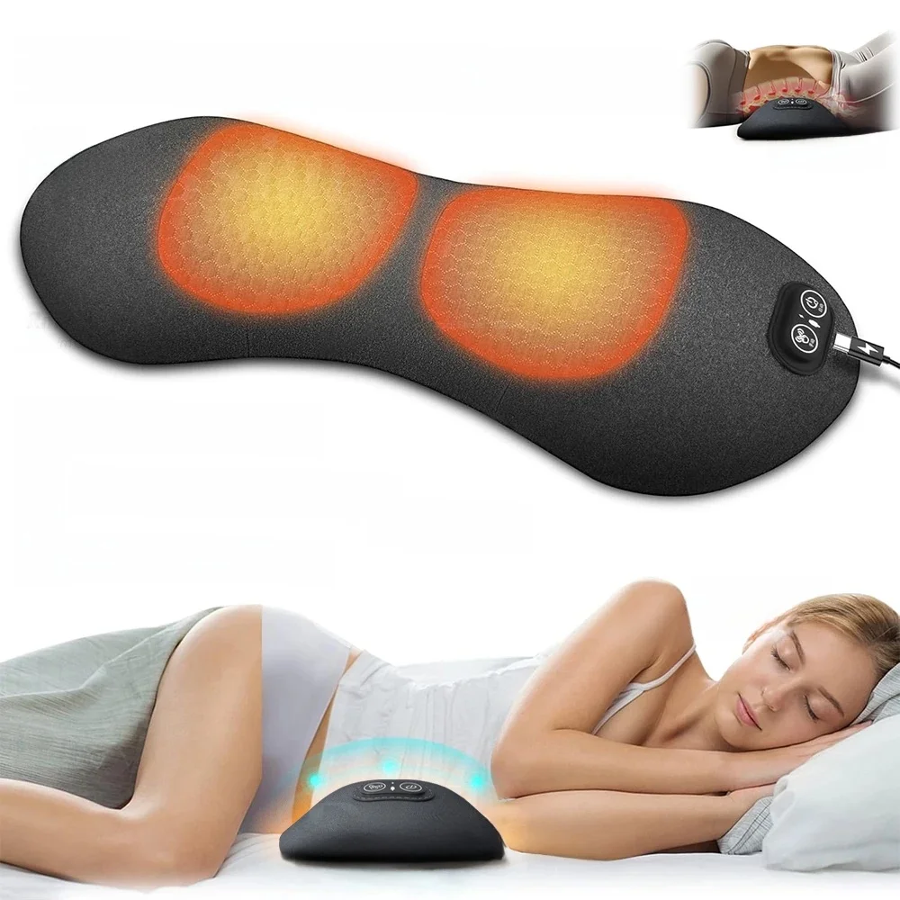 3-in-1 elektrisch lendensteunkussen met verstelbare hoogte Liggend Platte taille Relief Taillesteun Taillekussen Verwarming Vibratin - afbeelding 2