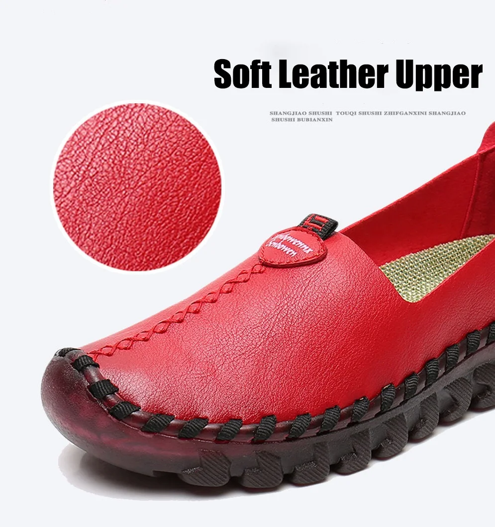 Microfiber Leather Ballet Flats Women Driving Loafers 42 Non Slip Moccasins Woman Mother Orthopedic Nurse Shoes Without Heels