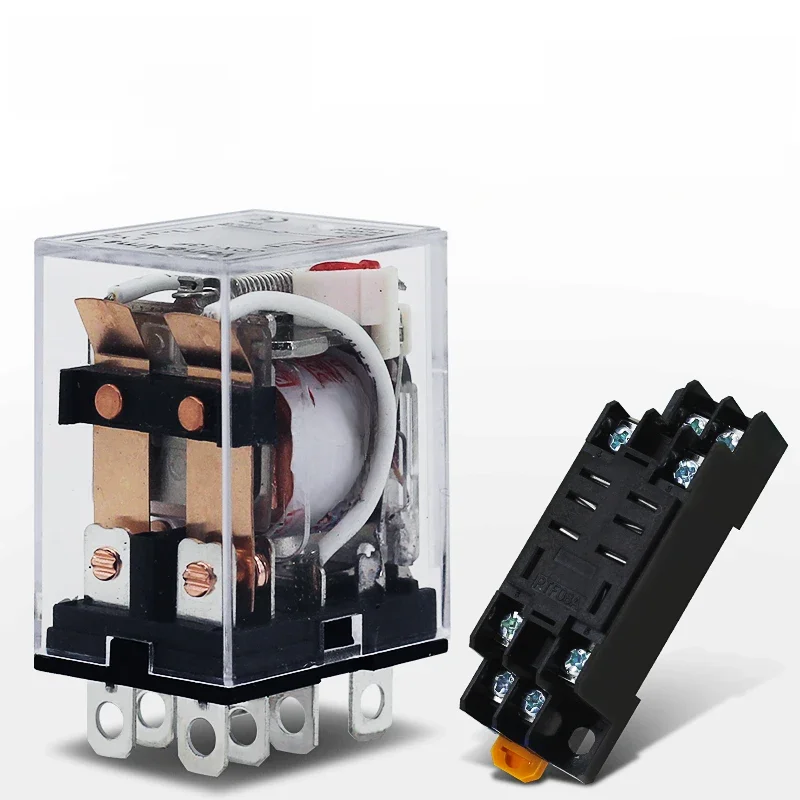 JQX-13F HH62P cewka przekaźnika dużej mocy ogólny DPDT Micro Mini elektromagnetyczny przełącznik przekaźnika z podstawą gniazda AC110V220V DC12V24V10A — zdjęcie 2