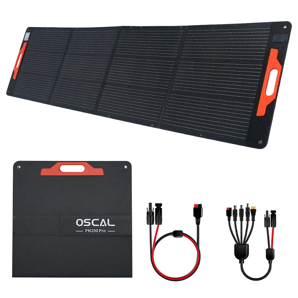Blackview Oscal PM200 Pro 200W opvouwbaar zonnepaneel, 23% hoge conversie-efficiëntie, IP67 waterdicht, opvouwbaar & draagbaar