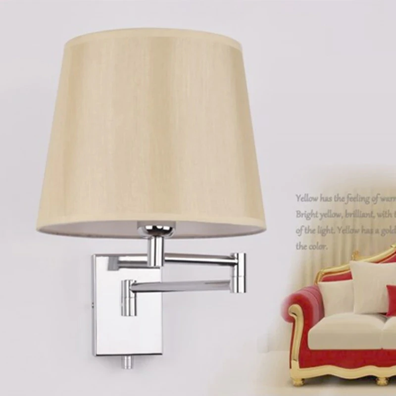 Modern Brief Wall Lamp American Personality Lighting Fabric Lampshape Wall Lamp Bedroom Bedside E27 Bulb Light