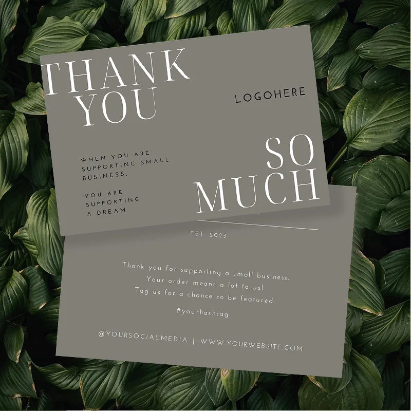 Editable Printable Luxury Elegant Thank You For Your Order Cards Custom Thank You Note Cards with logo for Small business