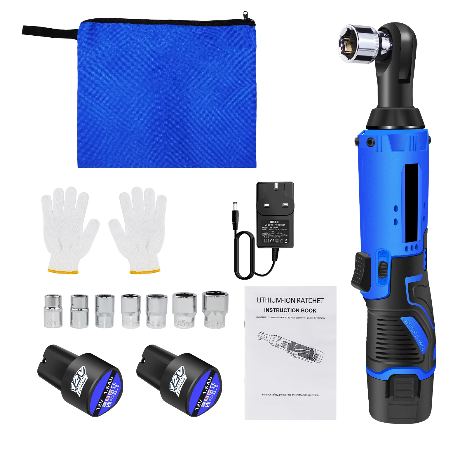 Cordless Electric Wrench, Forward and Reverse Rotation, Battery Level Indicator, Safety Lock, Domestic Repair Tool