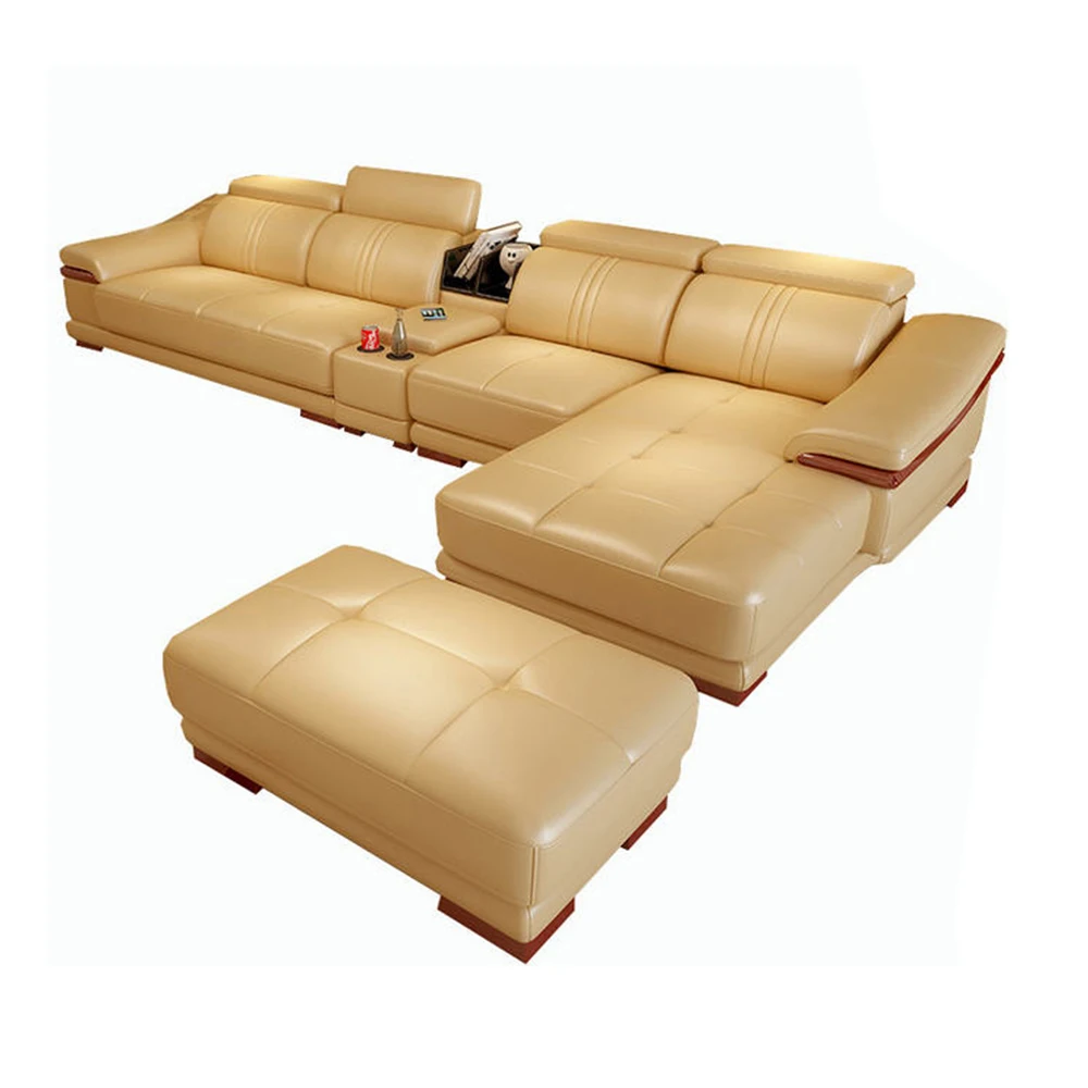 

Living Room Sofa set furniture real genuine cow leather sofas recliner couch puff asiento muebles de sala canape L sofa cama