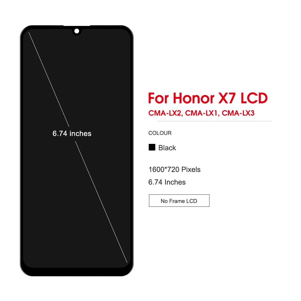 6.74\'\' Original New For Honor X7 LCD Display  Touch Screen Panel with Frame Digitizer For Honor X7 CMA-LX2 LCD Display