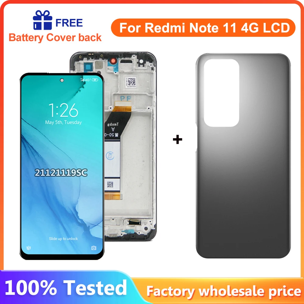 6.5\'\' For Xiaomi Redmi Note 11 4G LCD Display Touch Screen Digitizer For Redmi Note 11 4G 21121119SC Display with Frame