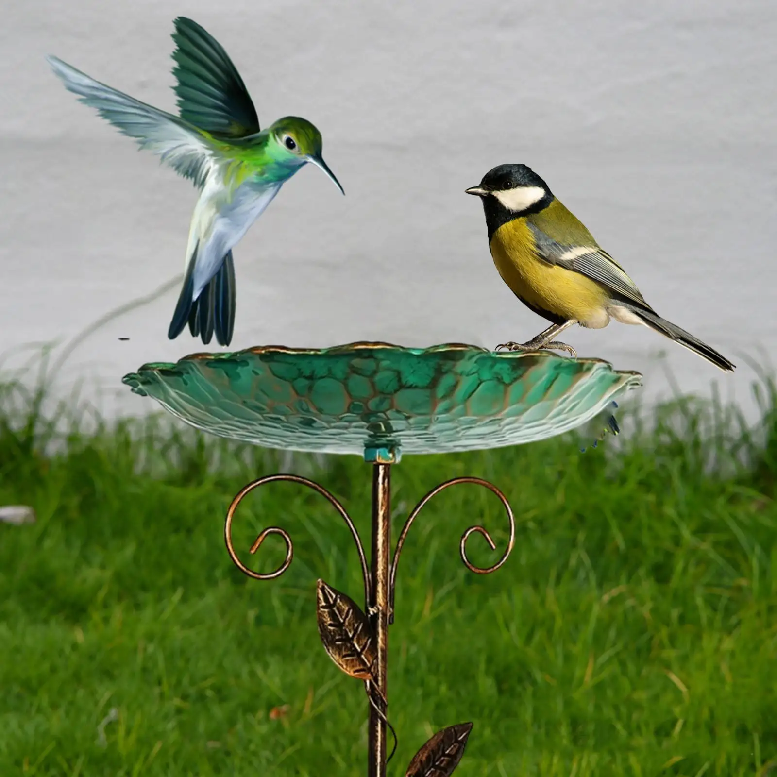 Weatherproof Bird Bath for Rustic Outdoor Ornament, Versatile Metal Bird Bath Bowl Feeder for Home Lawn Yard Outside Decoration