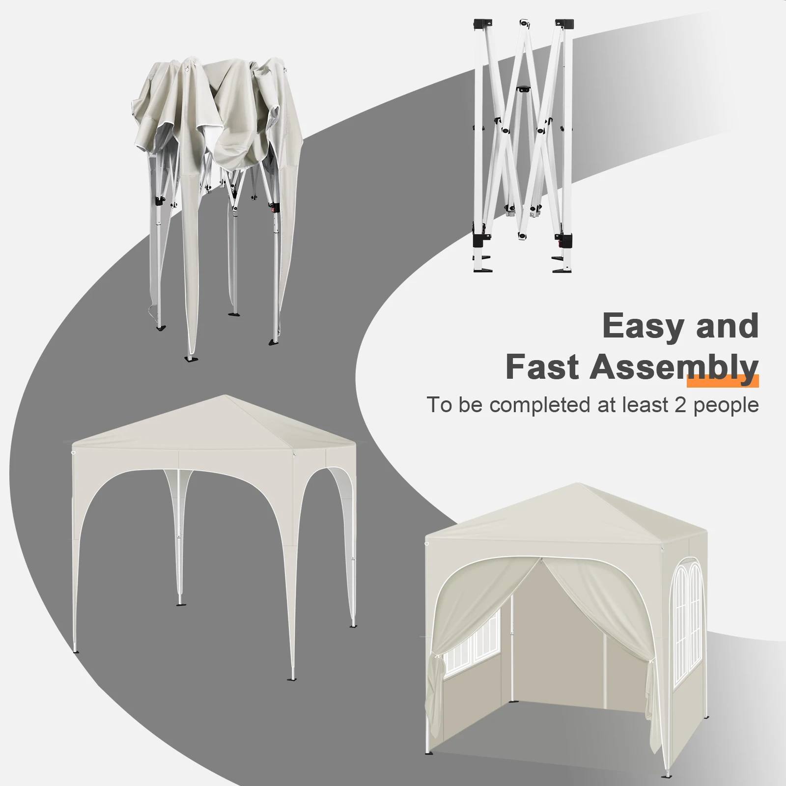 WOLTU قابلة للطي حديقة أكشاك العريشة 2x2 متر مع جدران جانبية ارتفاع قابل للتعديل المنبثقة بافيلون مقاوم للماء حماية من الأشعة فوق البنفسجية للخارجية
