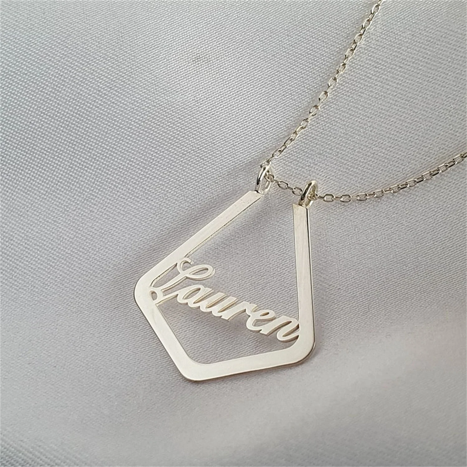 

Ring Holder Necklace Custom Nameplate Geometric Ring Keeper Pendant Doctor Jewelry Gift For Nurse Stainless Steel Name Necklace