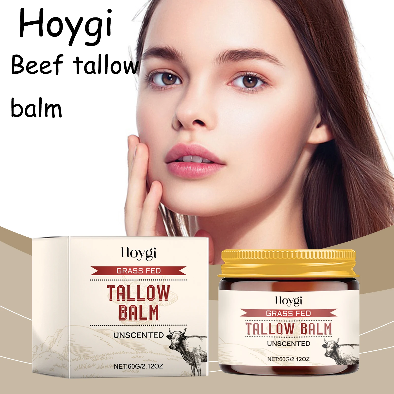 

Hoygi Beef Tallow Balm Reduce Dryness Improve Roughness Gentle Moisturizing Smoothing Soft Skin Texture Grass Fed Tallow Balm