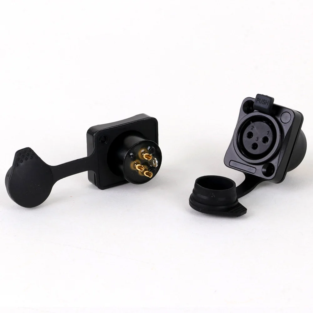 1pc Waterproof 3Pin XLR Male/Female Speaker Panel Mount Socket,Outdoor Dustproof Cover Performance Balanced Audio Wire Connector