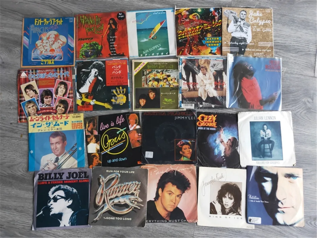 Discos de vinilo antiguos de 7 pulgadas y 17,8 cm, disco LP clásico de Europa y América, balada Rural, Rock Pop, canciones de música aleatorias, 4 piezas