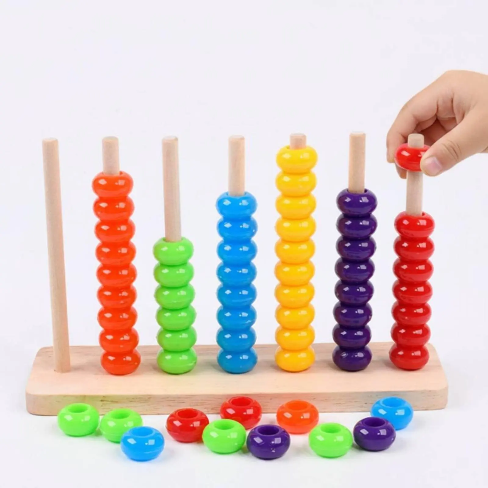 Kids Wooden Colorful Bead Abacus Early Learning Counting Frame Color Matching Game Educational Intelligence Toy for Baby Trainin