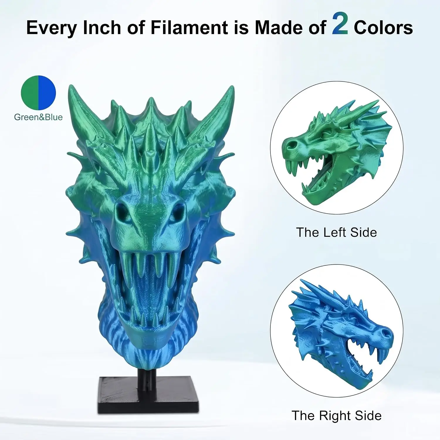 Halloween Silk PLA Filament 1.75mm Dual Color Coextrusion Color Change 3D Printer Filament 250g for Creative Printing Projects