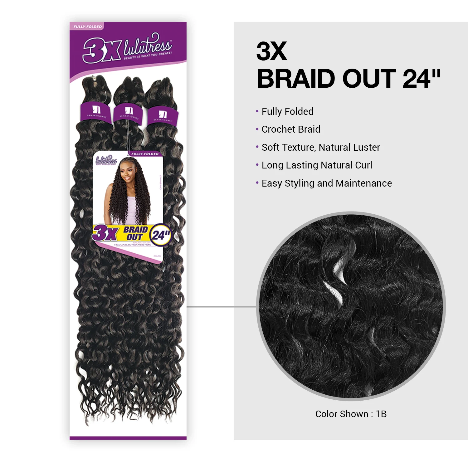 Sensationnel Synthetic Crochet Braids Lulutress Fully Folded 3X Braid Out 24"