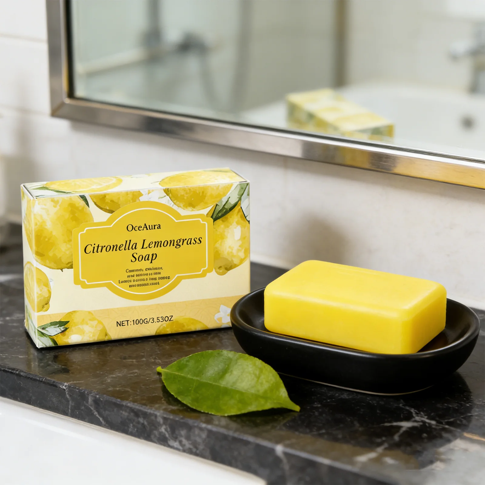 

OCEAURA 100G Citronella Lemongrass Soap, Gently Cleanses, Exfoliates, Hydrates, Easy To Use, Suitable For All Skin Types