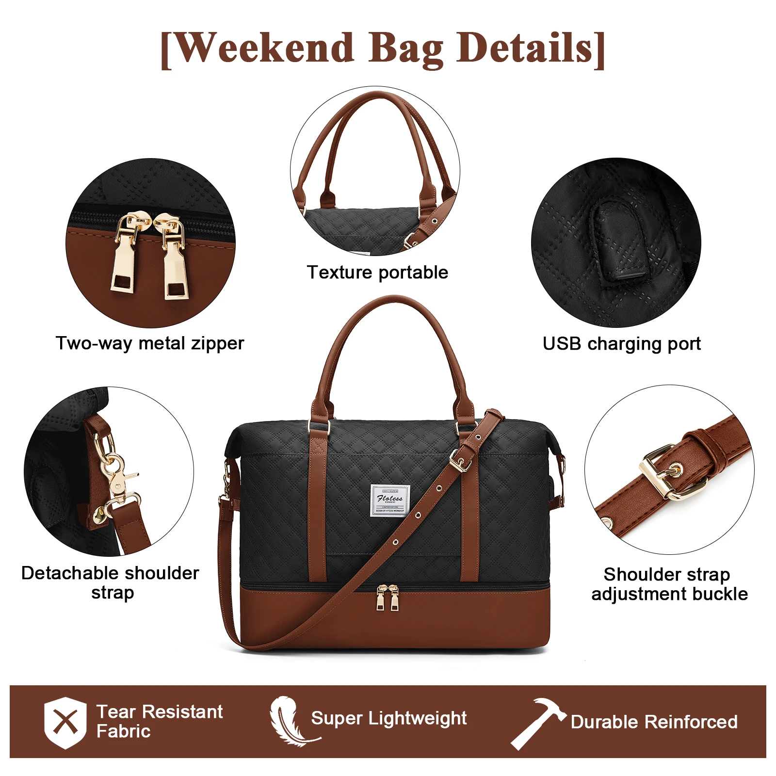 Weekender Bag for Women Large Travel Duffle Carry on Tote Bag with Shoe Compartment for Travel Essentials Overnight Hospital Bag