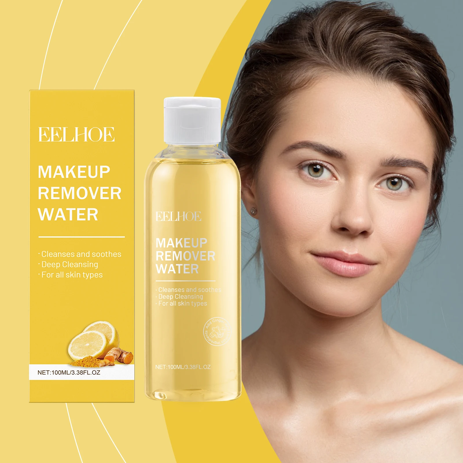 EELHOE jengibre limón eliminación de maquillaje agua limpieza de temperatura maquillaje Facial piel refrescante y no apretado agua de eliminación de maquillaje