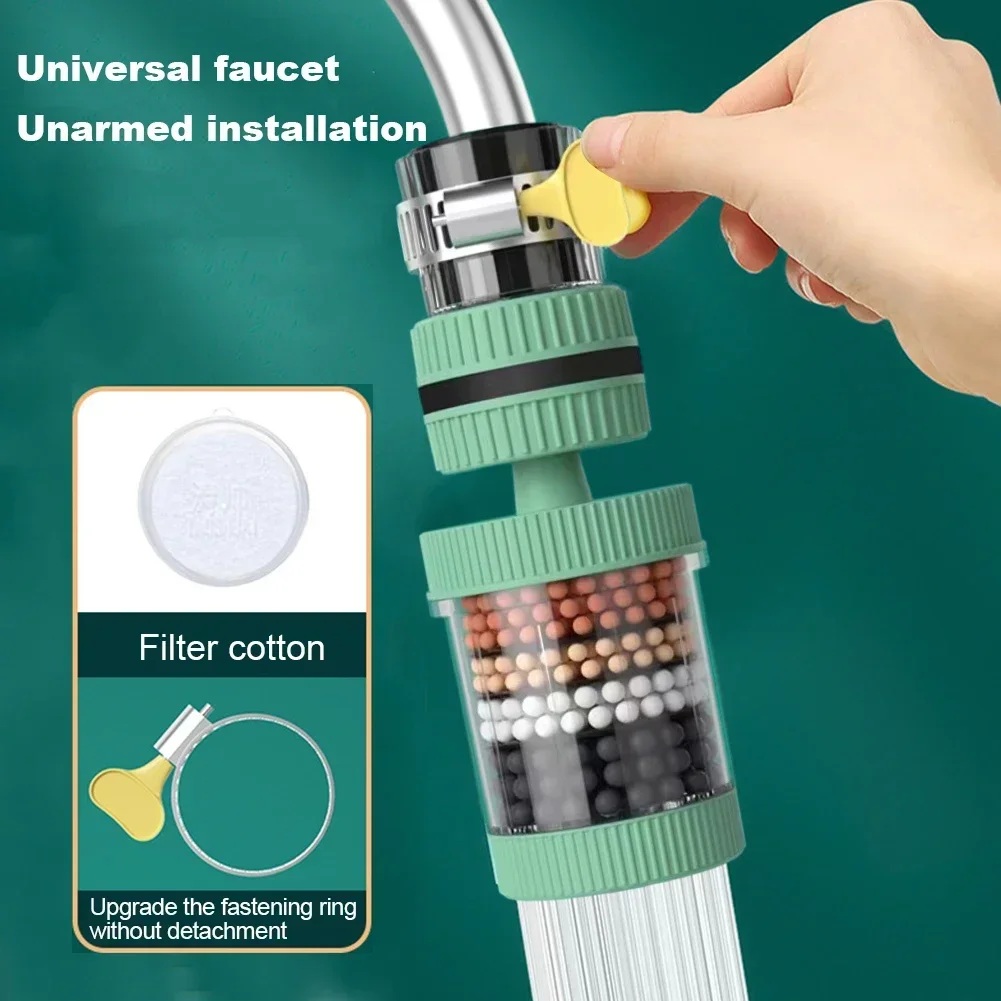 

360 Splashproof Degree Rotation Water Saving Bubbler 6 Layers Tap Purifier Universal Faucet Tap Filter for Home Kitchen Bathroom
