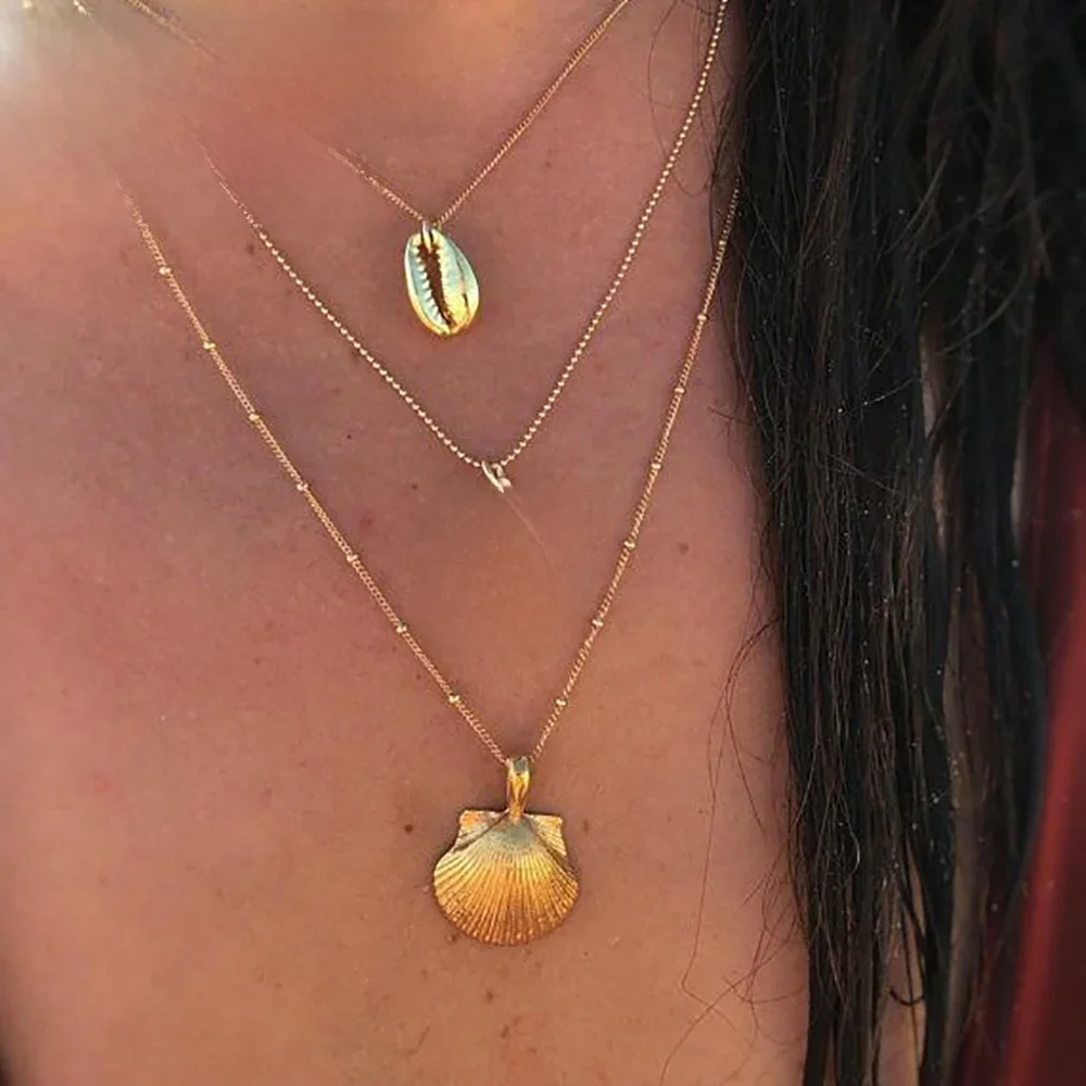 Vintage rozgwiazda wielowarstwowe naszyjniki dla kobiet dziewczyna złoty kolor plaża styl Choker długi naszyjnik 2019 biżuteria BOHO — zdjęcie 2