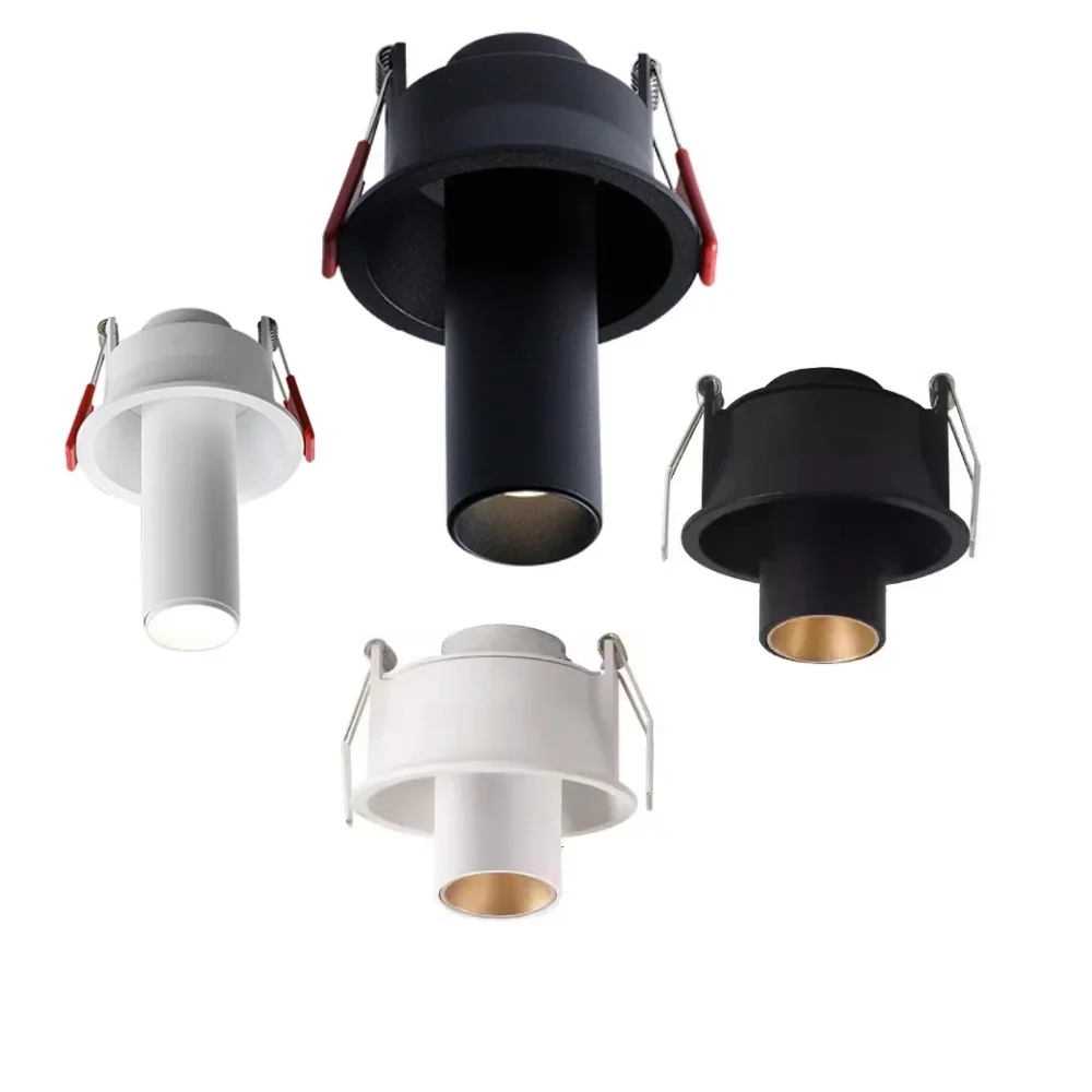 LED Long Downlight COB Spot encastré Anti-éblouissement Dimmable 5W7W10W12W 15W18W 20W24W 360 ° Rotation AC85-265V Éclairage intérieur