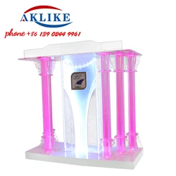 Attractive Pulpit Luminous Podium Customized Logo Auditorium Lectern Chaplain Training Pulpit Clear Church Rostrum Free Shipping