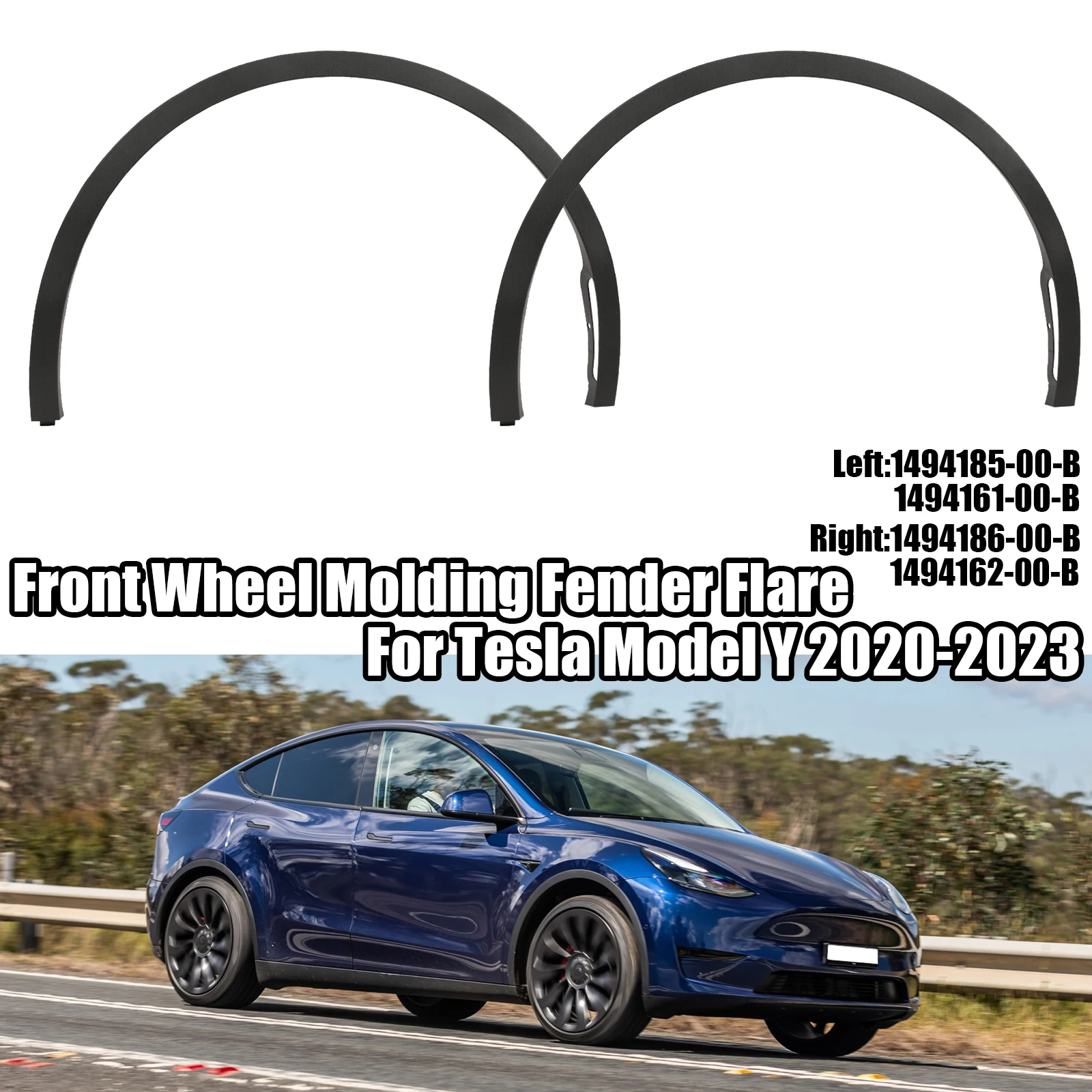 

Front Wheel Eyebrow Mudguard For 2020-2023 Tesla Model Y Molding Fender Flare 1494185 1494161 1494186 1494162 Black ABS