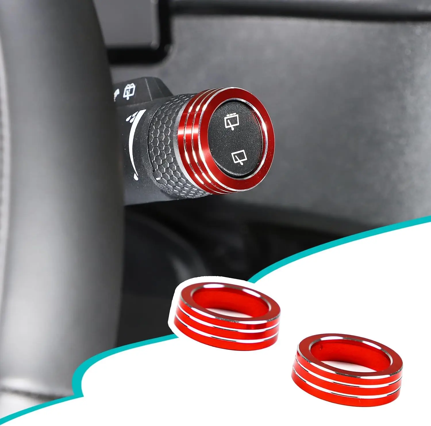 

Car Headlight Switch Wiper Button Knob Ring Cap For INEOS Grenadier 2020-2024 Aluminum Alloy Red/Black Car Interior Accessories