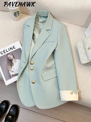 Imagen 1 del producto Chaqueta elegante para mujer, abrigo a la moda con cuello levantado, abrigos femeninos de manga larga, moda de primavera y otoño, prendas de vestir holgadas para oficina para mujer