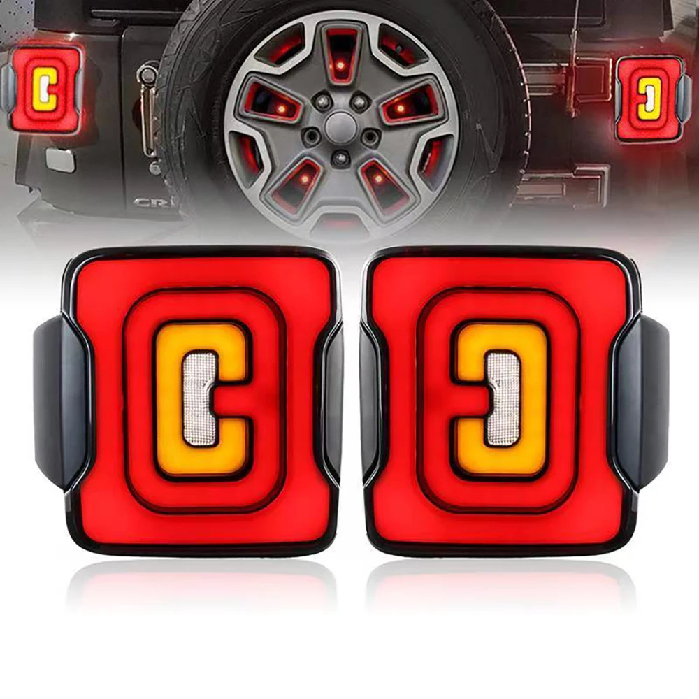 

Lantsun JL1207 LED Tail Lights Rear Light ABS Turn Signal Lights or Jeep for Wrangler JL2018+, 1-pair