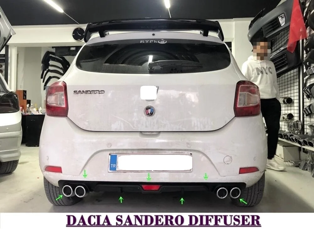 

For Dacia Sandero Diffuser Extension Rear Bumper Attachment Car Styling Auto Accessory Exhaust Universal Spoiler Sill Spilitter