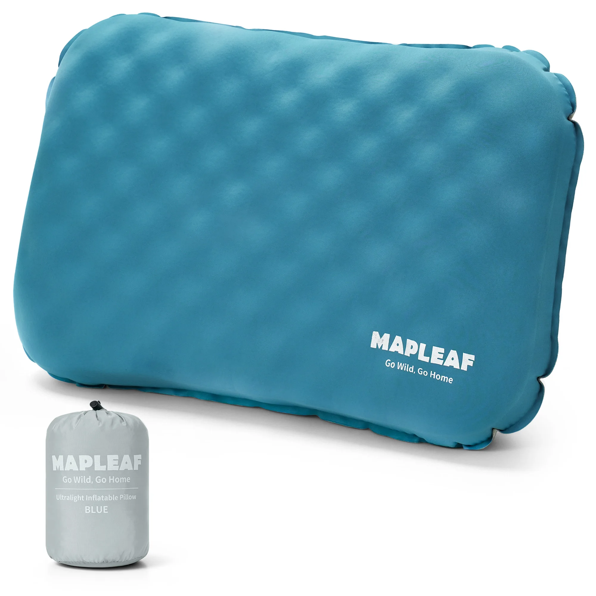 MAPLEAF Opblaasbaar Kussen Camping 2 in 1 Luchtkussen Schuim Ultralicht 175g Ijszijde Koel Warm Ademend Zonder Pomp 3-5 Ademhalingen 48x31cm Blauw 11.5cm Verstelbaar Outdoor Reizen voor reizen
