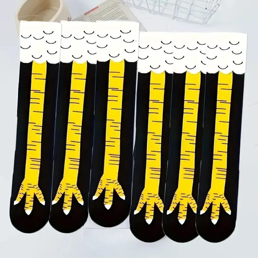 6 paia di calzini neri con artigli di pollo con divertente design a forma di artiglio di pollo, adatti per abiti street style e eccentrici