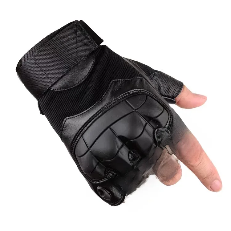 AliExpress Summer Gloves Motorcycle Men Women Fingerless Gloves Hard Knuckles Leather Cycling MTB Racing Riding