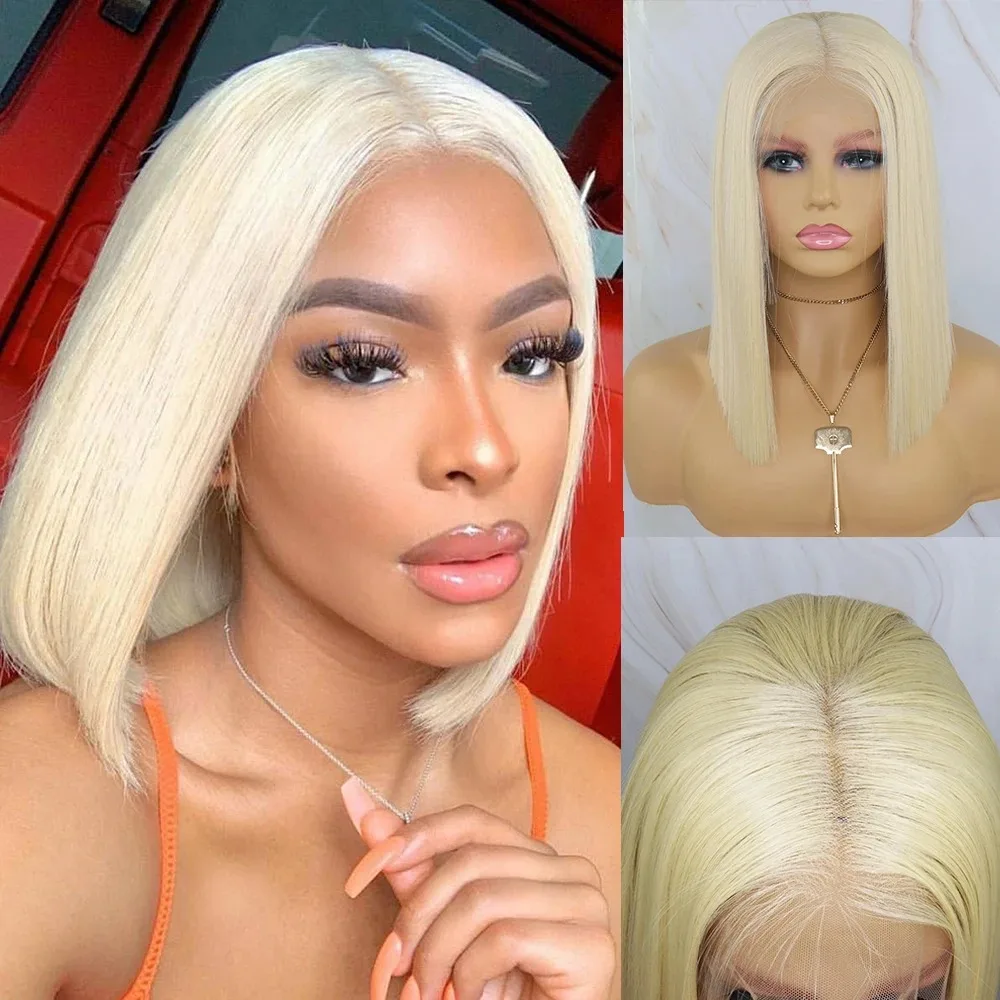 Short Cut 613 Bob Wig Pre Plucked Bone Straight Blonde 613 Transparent Lace Frontal Wigs 13x4 13x6 HD Lace Front Human Hair Wig